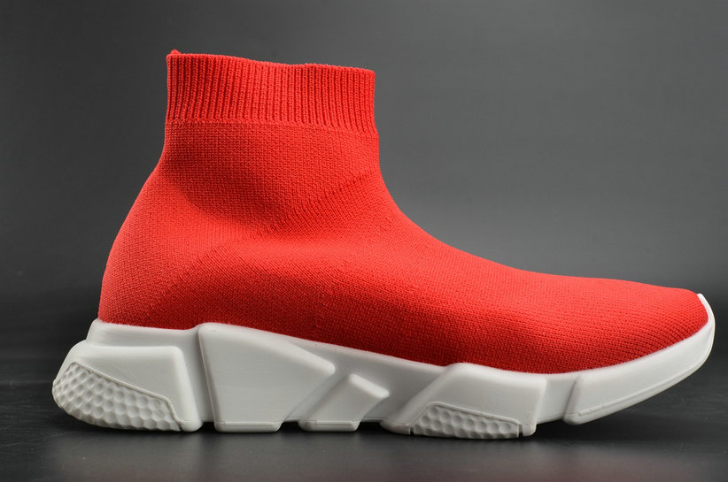 Balenciaga Speed Trainer Stretch Knit Red White Racer Sneakers Balenciaga For Sale